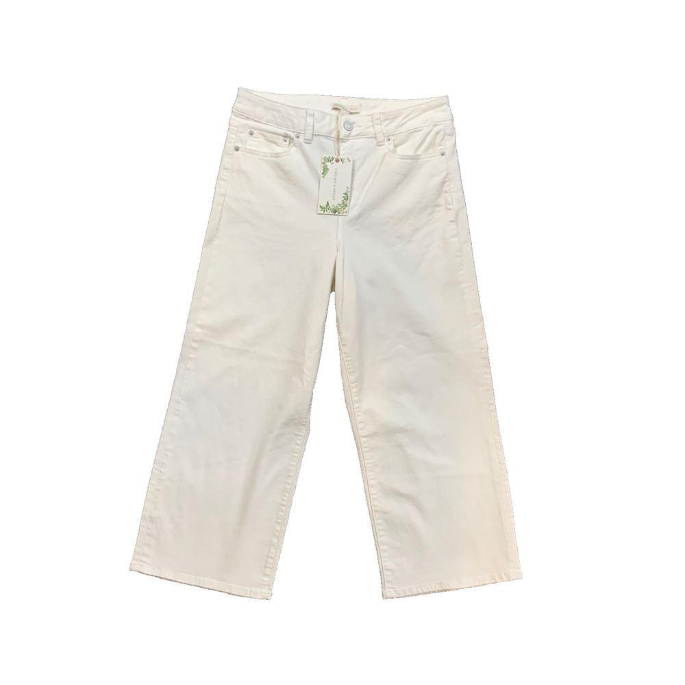 Chelsea & Violet Jeans Womens 29 French White Cropped Wide Leg High Rise Stretch